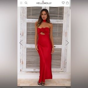 Hello Molly “Trend Lover Satin Maxi Dress Red” Size Small, US 4, AU 8